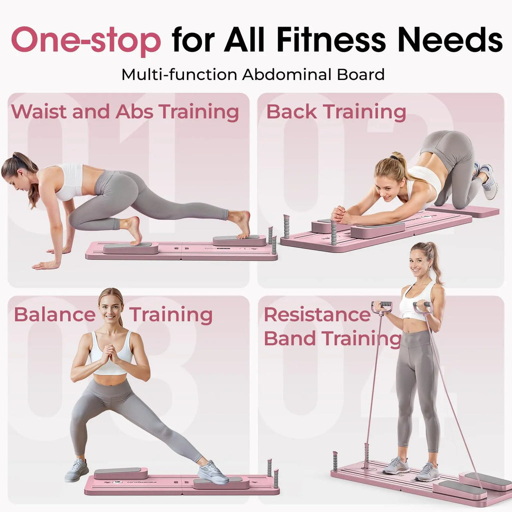 FED Fitness Feierdun Series PB1 Pilates Board - Foldable Pilates System, Home Gym Equipment, Multifunctional Abdominal Muscle Core Trainer, Abs Workout Machine, 300LBS Capacity Balance Training Gear for At-Home Use