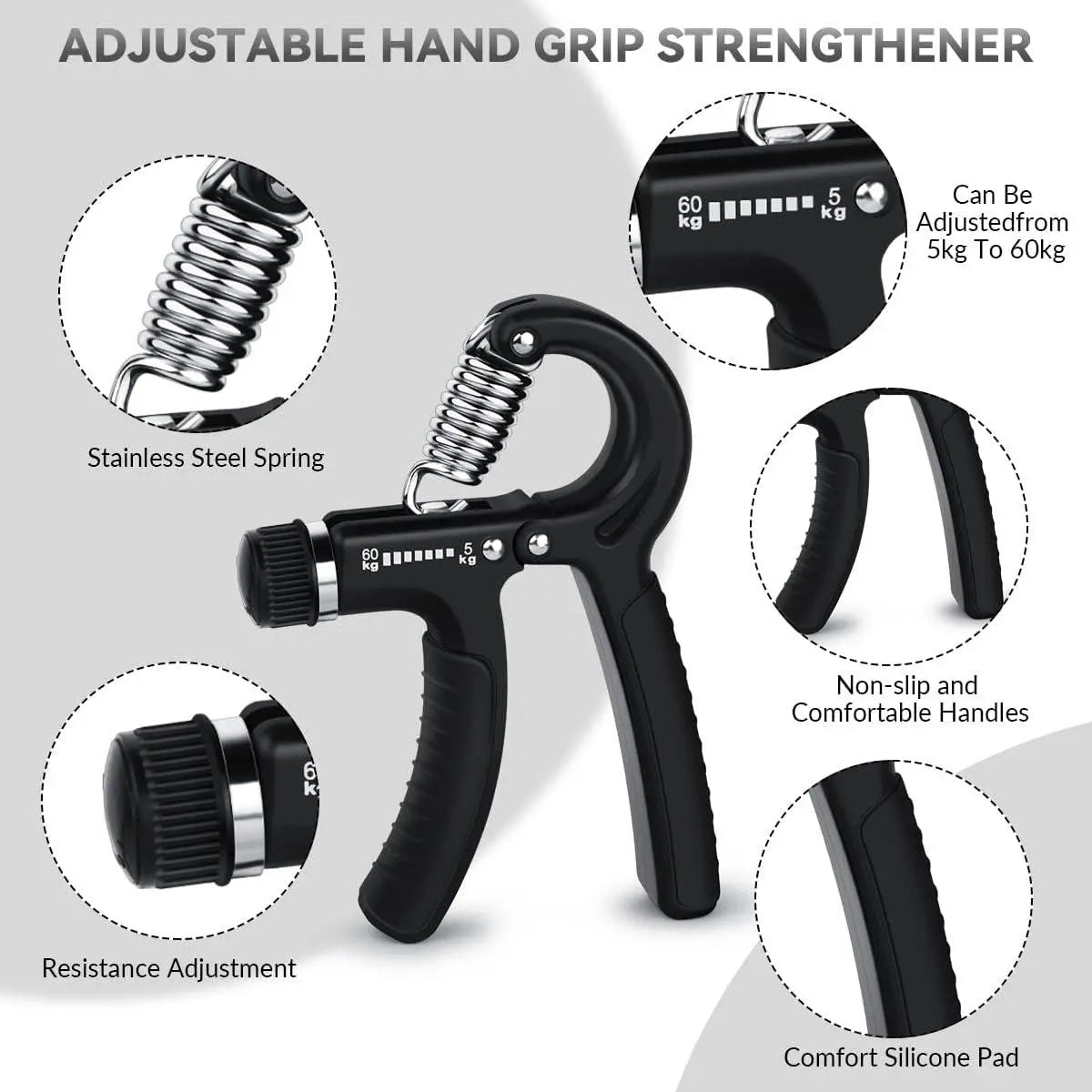 Workout Hand Gripper, 11Lbs-132Lbs Hand Grip Exerciser, Hand Squeezers for Strength, Exercise Hand Grip Strengthener, Workout Equipment, Home Gym Equipment, Valentine'S Day Gift