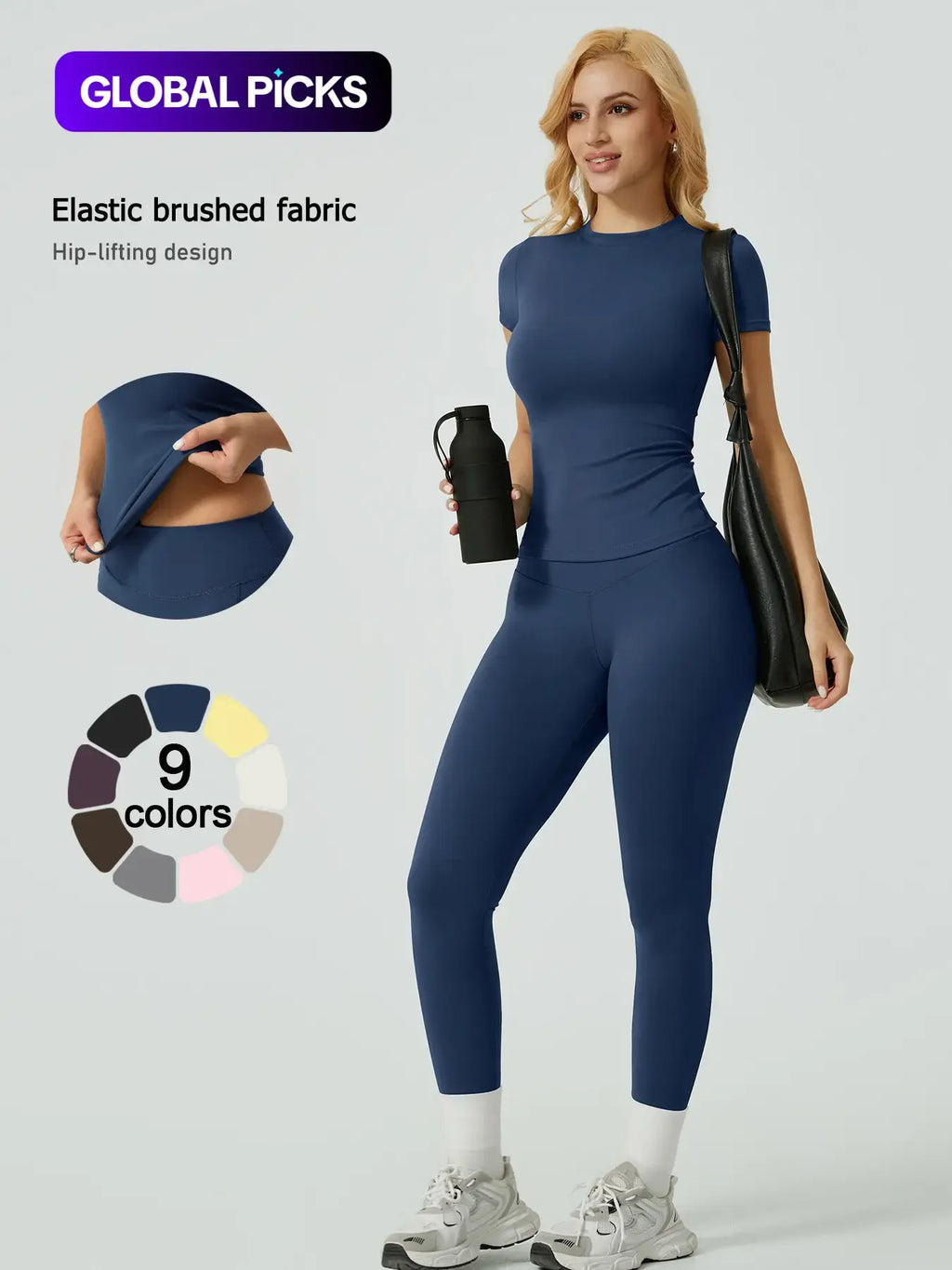 Two-Piece Set Women'S Solid Ribbed Long Sleeve Tee & Leggings Sport Set, Casual Breathable Quick Drying T-Shirt & Skinny Pants Set for Yoga Gym Workout Running, Ladies Sportswear for All Seasons, Exercise Clothing Set