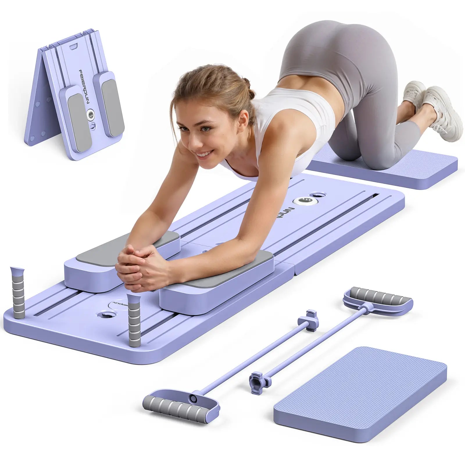 FED Fitness Feierdun Series PB1 Pilates Board - Foldable Pilates System, Home Gym Equipment, Multifunctional Abdominal Muscle Core Trainer, Abs Workout Machine, 300LBS Capacity Balance Training Gear for At-Home Use
