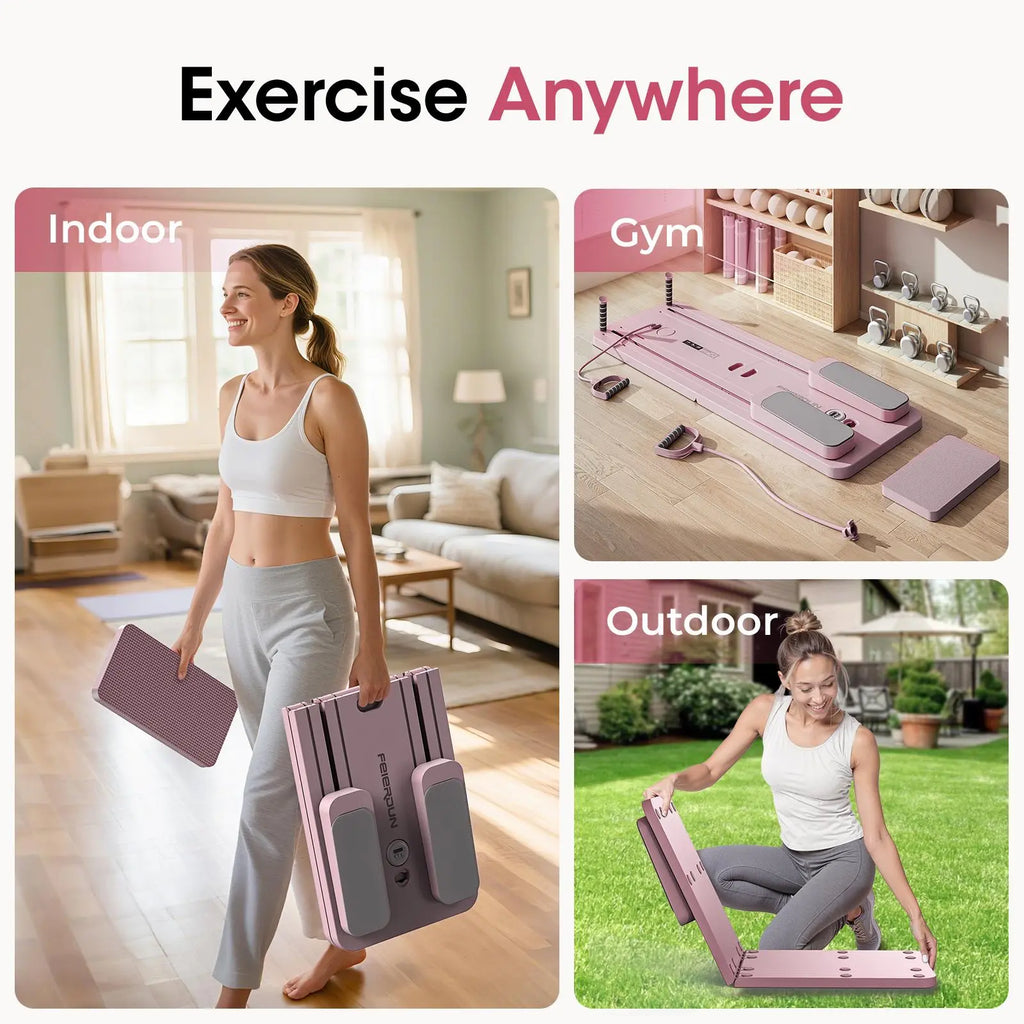 FED Fitness Feierdun Series PB1 Pilates Board - Foldable Pilates System, Home Gym Equipment, Multifunctional Abdominal Muscle Core Trainer, Abs Workout Machine, 300LBS Capacity Balance Training Gear for At-Home Use