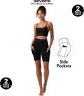 2 Pack Women'S 8" Biker Shorts High Waist with Pockets